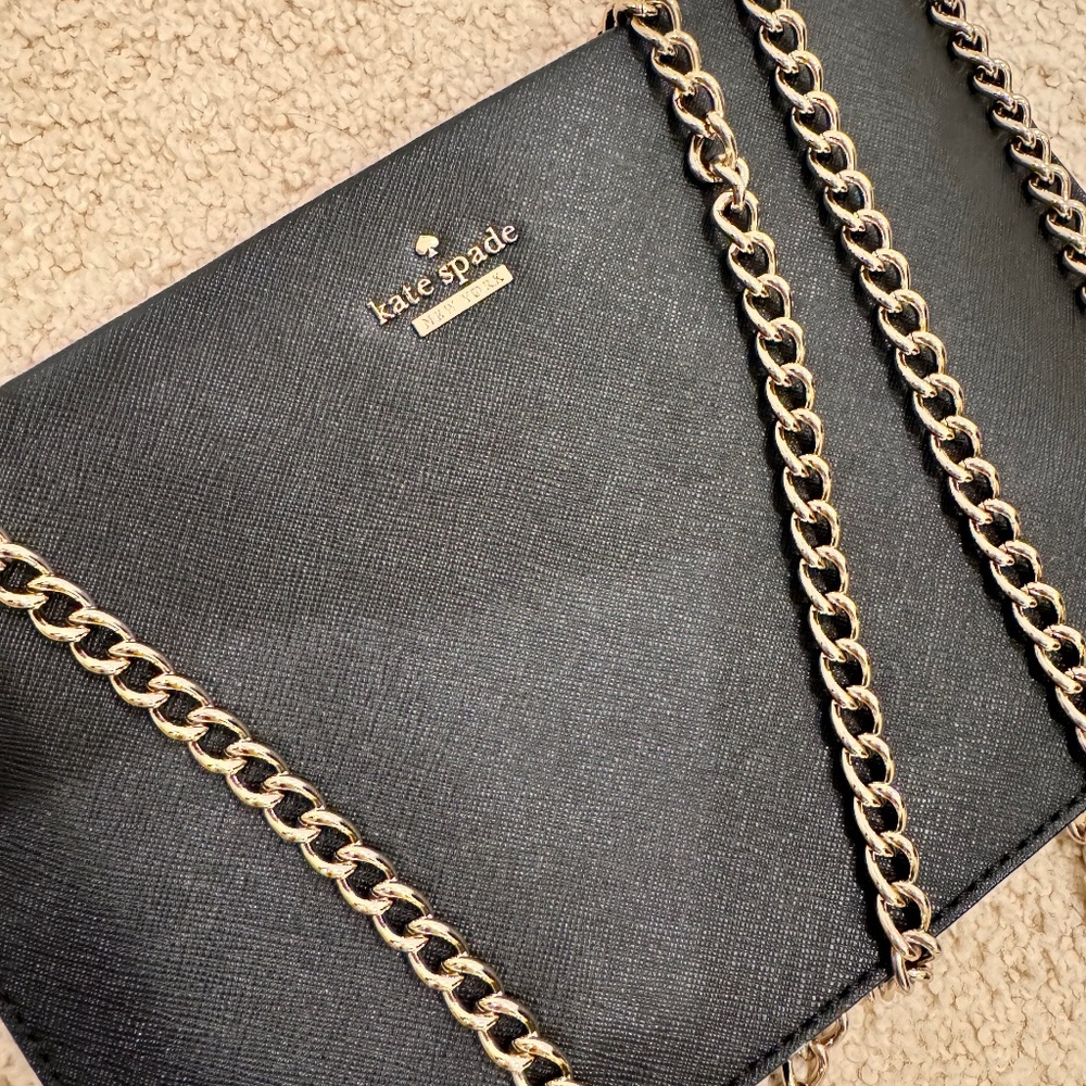 Black Kate Spade Purse with Gold Chain